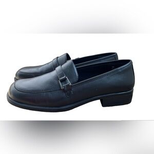 Vintage Togo Y2K Leather Black Casual Buckle Loafers Size 9 Marry Jane Style
